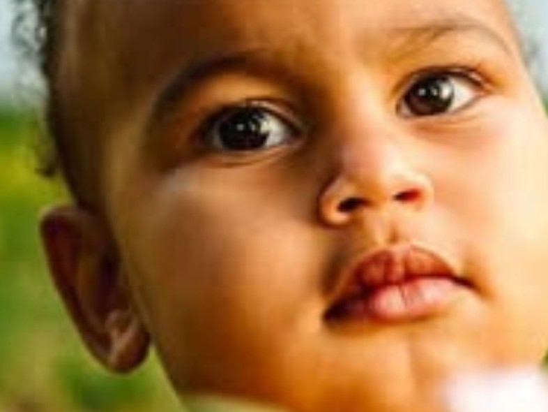 A close-up of Asher's face